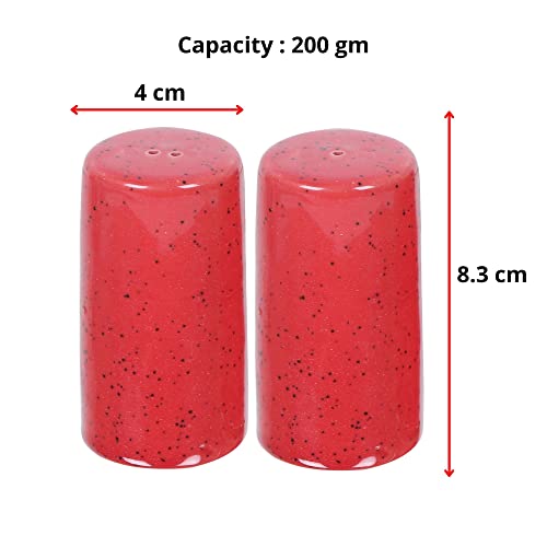 Image of QIMACPLUS Handcrafted Ceramic Salt and Pepper Shaker Set | Perfect Pour Holes for Kitchen, Dining Table, Picnic, Office, Restaurant, and Hotel | Set of 2 (Red Matt)