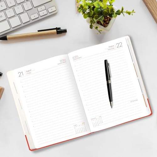 Image of A5 Size Hard Bound 1 Day To A Page Format New Year Executive Daily Planner 2026 Diary with Month Cut Index and Bookmark I Diary 2026 For Girls Women I 344 Pages I 21x15 Cm