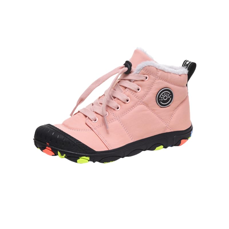 Winter Kids Boys Girls Snow Boots, Warm Cozy Non-Slip High Top Boots, Plush Comfy Outdoor Hiking Shoes, Lined Trekking Shoes