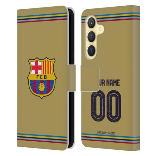 Coque portefeuille Samsung S24 5G FC Barcelona en cuir avec personnalisation nom et numéro