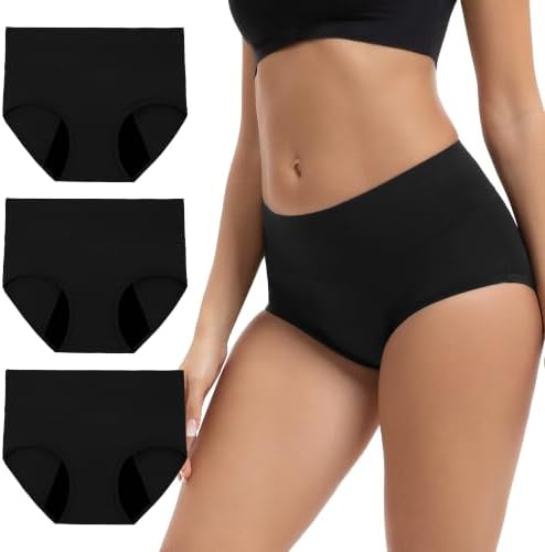 INNERSY Periodenunterschwäsche Starke Blutung Bambus Periodenslips 3er Pack | High Waist Menstruation Slip, Menstruationsunterwäsche Microfaser, Waschbare Perioden Unterwäsche, Aus