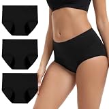 INNERSY Bragas Menstruales Altas Flujo Abundante Bambú Negras, XL, 3 Negro