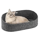 LUPATDY Katzenbett, Filz Katzenkorb Indoor, Großes Katzensofa 60 x33.5 cm, Hundebett aus Filz, Kuschelbett Quadratisches Katzenbett für Kleinen Hunde, Katze, Hasen (Grau)