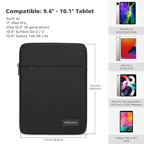 Kizuna 9.7-11 Inch Tablet Ipad Pro Sleeve Laptop Bag For 11" Ipad Pro M2 2022/10.9" Ipad Air 5/10.9" Ipad A14/ Ipad 10 Gen/10 Microsoft Surface Go 2/10.5" Samsung Galaxy Tab S4|S6,Black #TOP6