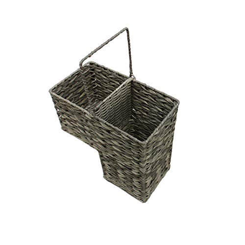 Trademark Innovations 14.5" Plastic Wicker Storage Stair Basket With Handles (Grey) by Trademark Innovations - Used condition - US$22.83