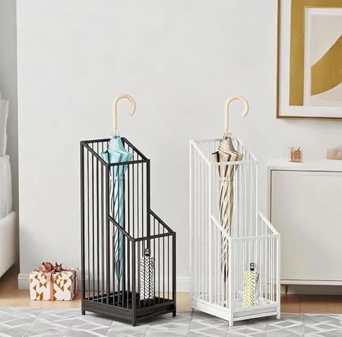 Support de parapluie pour entrée design en métal noir, organiseur de style moderne - 7