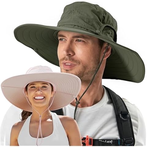 Cooltto 2 Pack Wide Brim Sun Hats with Waterproof Breathable for Fishing, Hiking, Camping Cover