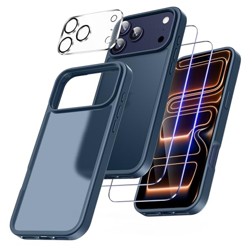 FLLAO 4 en 1 Funda para iPhone 17 Pro 6.3", Azul Oscuro