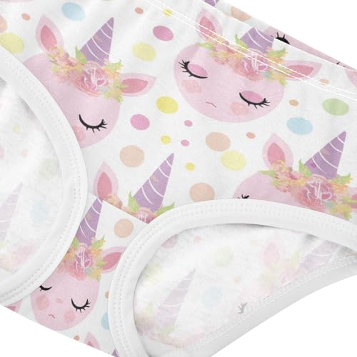 Wusikd Pink Unicorn Faces Girls' Underwear Cotton Cute Girls Briefs Soft Toddler Underwear 2T4