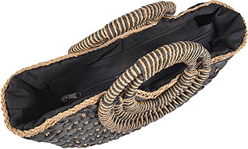 Qzunique Hand-Woven Straw Bag Women Summer Beach Handbag Casual Satchel Retro Top Handle Tote Clutch #TOP6