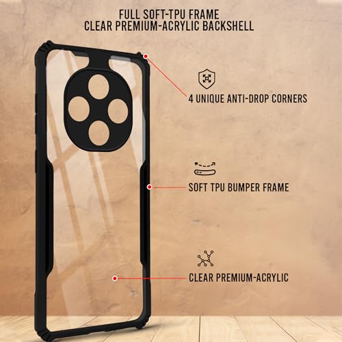 Image of Jkobi Hybrid Back Cover Case for Oppo F31 Pro (Shockproof with Polycarbonate Clear Panel | Professional Black)