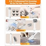 Dog Vacuum Grooming Kit for Shedding: Professional Hair Clippers Pet Groomer - Strong Suction Cleaner Deshedding Tool Fur Brush Attachment Trimmer for Home Cat (Off-White) - Image 3