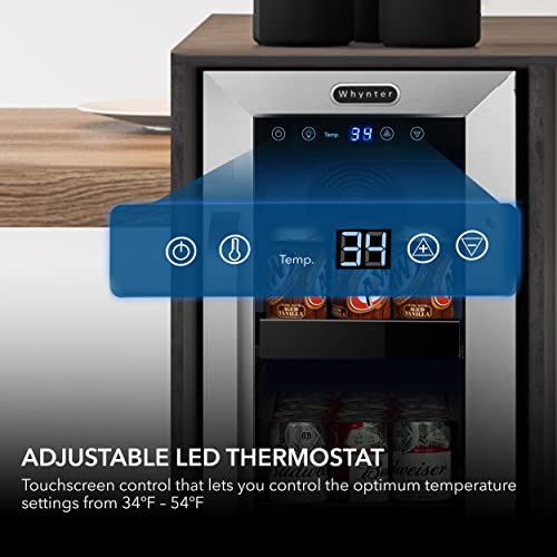 Whynter BBR-638SB Built-in Under Counter 12 inch Beverage Refrigerator and Cooler, Fridge with Glass Door, 2.0 Cubic Feet, Stainless, 75 Capacity, Can on Fridge.com