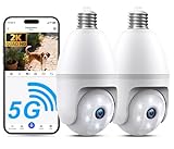 Noahcam 2K Light Bulb Camera, 5G/2.4G Wireless Outdoor Camera, Light Bulb Security Camera with AI Human Detection, Color Night Vision, Motion Alerts, 2-Way Audio, Works with Alexa, Easy Installation