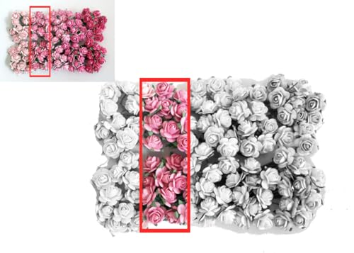 KADADSA 100 piccole rose artificiali miste rosa in cinque colori, fiori di carta di gelso 15-18 mm, fiori per matrimoni e scrapbooking (colore rosa 04)
