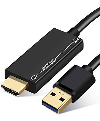 USB to HDMI Adapter Cable for Mac iOS Windows 10/8/7/Vista/XP, USB 3.0 to HDMI Male HD 1080P Monitor Display Audio Video Converter Cord (5FT)