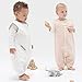 Tealbee Baby: Softest Bamboo Sleep Suit with Feet for Walking Toddlers - Safest Sleeping Sack for Babies (12M-2T, Peach/Yellow)