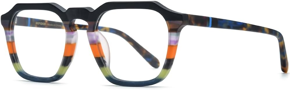HEPIDEM Multicolor Acetate Glasses Frame Men Vintage Square Eyeglasses Optical Spectacles 9269 - Image 3
