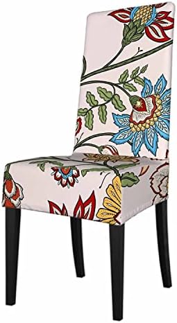 Numland Blue Red Paisley Dining Room Chair Cover Oriental Bohemian Floral Blossom Anti-Dust Seat Protector for Home, Party,Office,Ceremony,Banquet1 Pack 100% Polyester