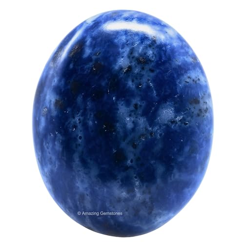 Image of Amazing Gemstone Sodalite Crystals and Healing Stones - Large Palm Stone Crystals Piedra - Crystal for Good Luck, Balanced Positive Energy, Meditation - Unique Stocking Stuffers Gifts for Women, Men