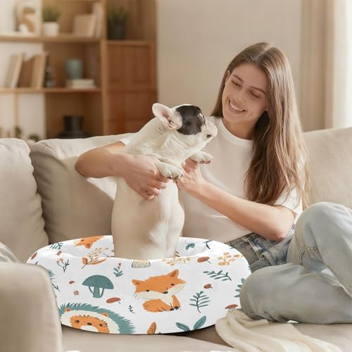 Lit rond apaisant chien chat beignet peluche antidérapant M