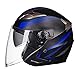 LALEO Open Face Casco da Moto, Estate Traspirante, Adatto per Donna e Uomo Adulto, Casco Jet, Omologato ECE (55-61cm),Blue,XL