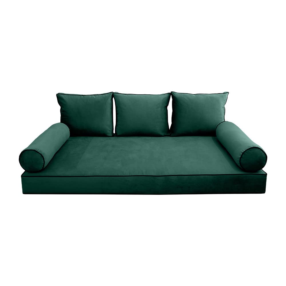 SLIPCOVER ONLY S.V3 Velvet Indoor Daybed Mattress Pillow Covers Contrast Pipe Full AD317