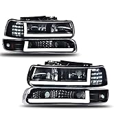 G-PLUS LED DRL Headlights, Compatible with 1999-2002 Chevy Silverado/2001-2002 Silverado 1500HD 2...