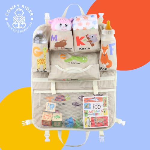 COMFY RIDER Organizador de assento de carro para bebês – Organizadores de armazenamento de viagem in