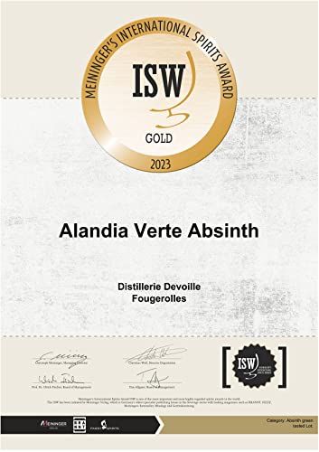 Absinth ALANDIA Verte | Mit Goldmedaille prämiert | Original Rezeptur aus dem 19. Jh. | Ohne Farbstoff | 65% Vol. | (1x 0,5 l)