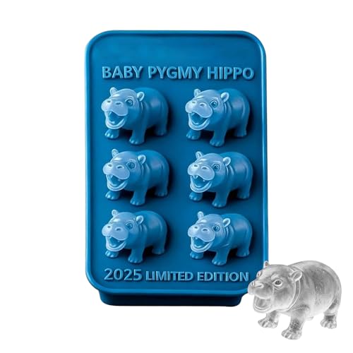 Molde de hielo Hippo de silicona, bandeja de congelación de 6 cavidades, máquina de hielo flexible | cubitos de hielo creativos para cócteles whisky té café casa Camping al aire libre picnic reuniones