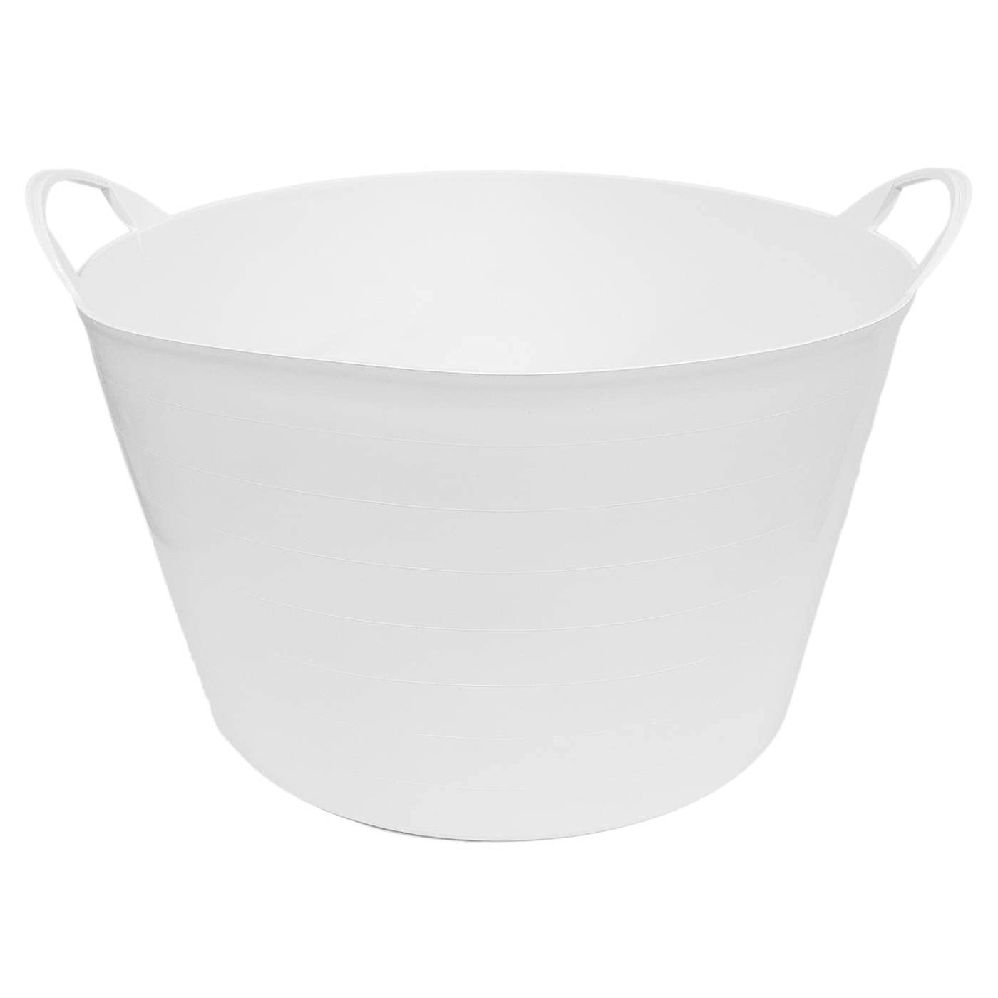 Pack de 6 capazos de plástico Flexible, de Color Blanco, de 58 x 33,5 cm con Capacidad de 65 litros, con Asas, Ideal para Trabajo de Vendimia, Agricultura…Cubo de plástico(6uds/ 65 litros Blanco)