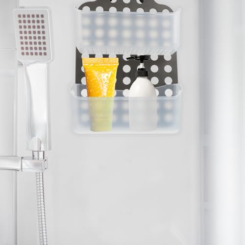 SUPVOX Multi-function Hanging Basket for Bathroom, Grey Draining Shower Storage Basket, Wall-mounted Sundries Organizer for Toiletries and Household Items