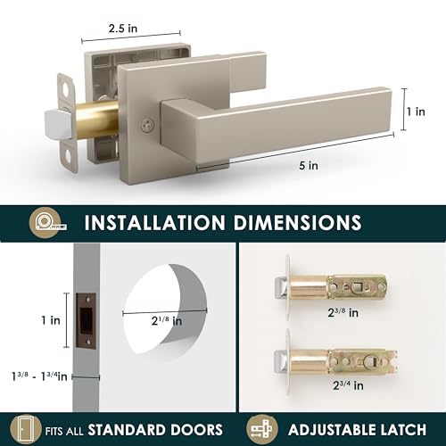 Mega Handles ROBELL Passage Door Handle, Door Handles for Bathroom, Bedroom & Hallways, Interior Door Levers, 5-Inch Modern Passage Door Lever - Satin Nickel (1 Pack) by Mega Handles - Image 6