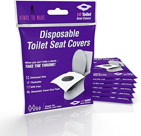 Disposable Toilet Seat Covers - 70 XL Portable and Flushable Toilet Seat Cover for Kids, Toddlers and Adults Use for Travel, Potty Training, Airplane, Public Bathroom, Road Trips and More. (70 Pack)