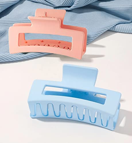 3 Styles Hair Claw Clips For Women Girls, 2 Flower Hair Clips And 2 Square Claw Hair Clips With 2 Pcs Banana Hair Clips,Non-Slip Stylish Matte Hair Claws For Thick Thin Curly Hair (6Pcs) #TOP6