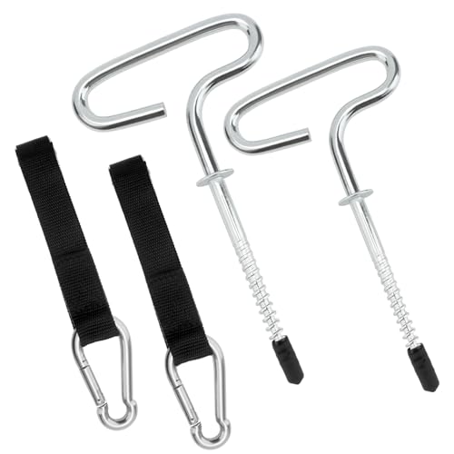 FIX ZHANG Ice Fishing Tent Anchors Kit Replacement for Eskimo 24260 Deluxe Shelter Tie Down Kit,Ice Shelter Accessories,2 Ice Anchors & 2 cam Straps with Carabiner attachments