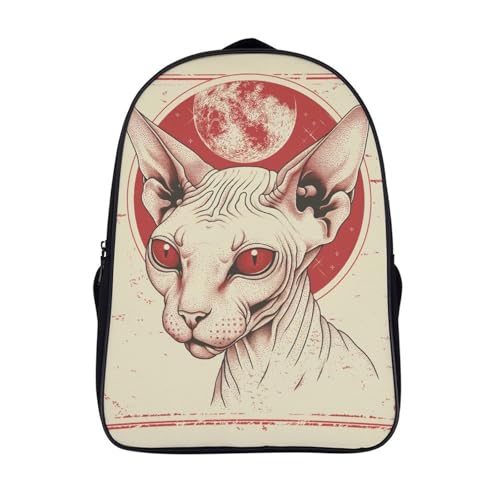 Mochila escolar para niños con estampado anime 3D de gato sin pelo bolsa de viaje infantil