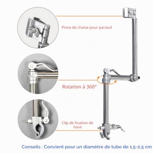 JT2D Parapluie pour Auvent De Parasol pour Fauteuil Roulants, Housse De Pluie Pare-Soleil, Protection Résistante Aux UV, Support De Parapluie pour Fauteuil Roulant Électrique pour La Plupart des – vue 6