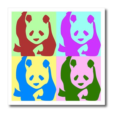 (20cm ) - PS Creations - Colourful Pandas - Fun Animal Art - Iron on Heat Transfers