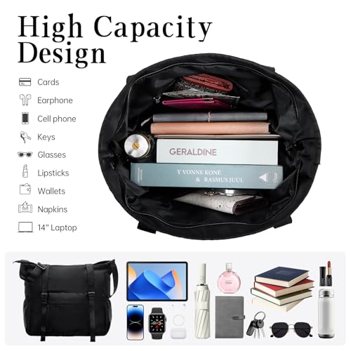 Bolso tote grande de nailon para mujer, ligero, con correa desmontable, para uso diario, trabajo, universidad y viajes miniatura 3