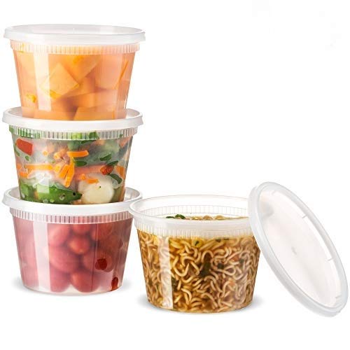 Basix [48 Count 16 Oz Combo] Disposable plastic Deli Food Storage Containers With Plastic Lids, Leakproof, Great For Meal Prep, Picnic, Take Out, traveling, Fruits, Snack, or Liquids