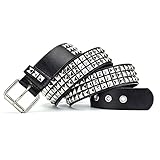 Tong Gu Unisex Polishing Pyramid Waistband Silver Studded Punk Belt 3 Row Metal Accessories