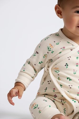 Image of monica + andy Kimono Tie Long Sleeve One Piece, 100% Organic Baby Clothes for Girls & Boys, Preemie, Newborn & Infant