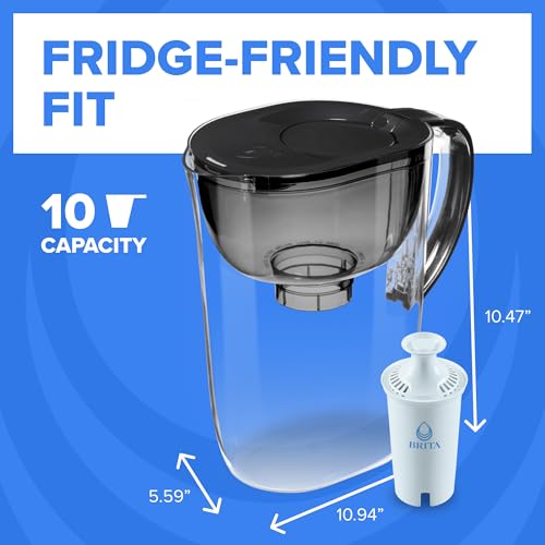 Brita Large 10 Cup Water Filter Pitcher, 1 BritaPlus Filter, Metro, Black - image 8