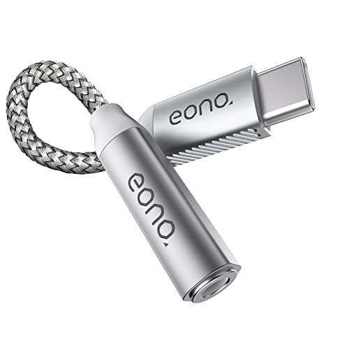 Amazon Brand - Eono Adaptateur d'Écouteurs USB-C vers 3.5 mm en Nylon, Jack de Casque vers Type-C et Aux/Audio Compatible avec iPad Mini 6/Pro 11/Air 4, Samsung S21/S20/S20 Ultra (Gris)