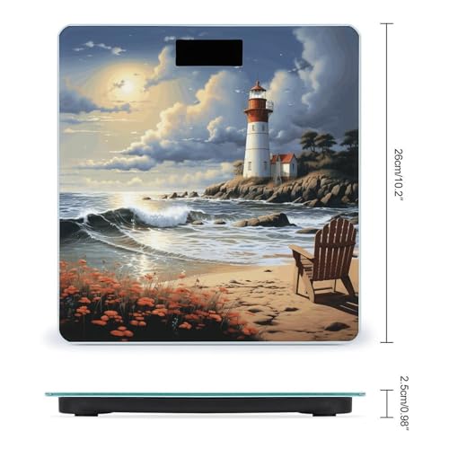 Báscula digital Sea Lighthouse de vidrio templado 400 lb miniatura 2