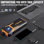 VTOMAN V10 Pro 4500A Jump Starter, Démarreur de voiture portable (Tous gaz, 10.0L Moteur diesel) 12V Boîte de saut au lithium, Jumper de batterie de voiture avec charge rapide de type C, Batterie Booster Power Pack, LED Lumières