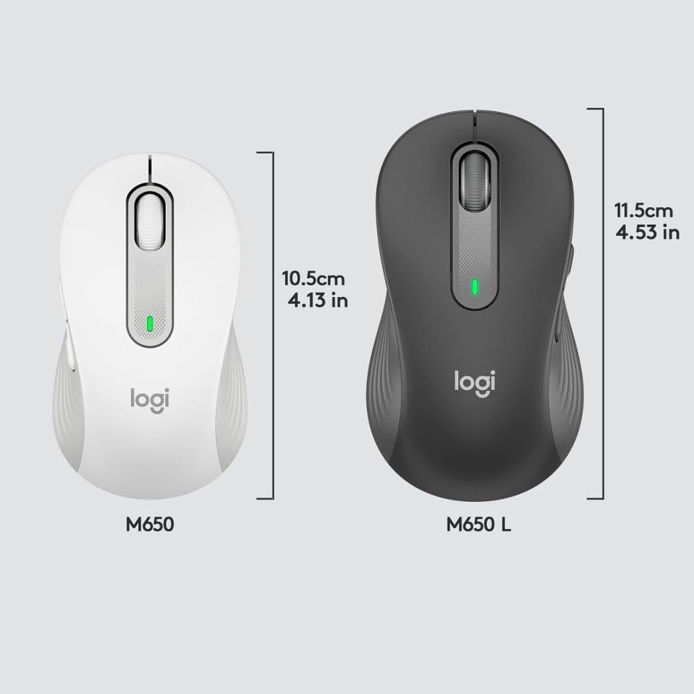 Logitech Signature M650 Wireless Mouse - for Small to Medium Sized Hands, Silent Clicks, Customizable Side Buttons, Bluetooth, Multi-Device Compatibility - Off White (Renewed)