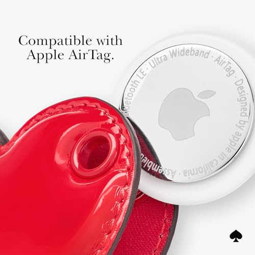 Image of kate spade new york AirTag Charm Keychain - Heart-Shaped AirTag Holder | Stylish & Lightweight AirTag Holder with Luxe Gold Ring Clip for Bags, Luggage, Keys & More - Classic Red Heart-Shaped Design